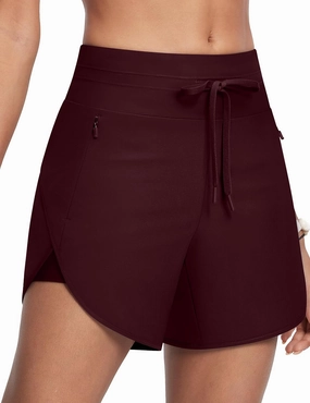 Womens 5.5" Swim Shorts High Waisted Board Shorts with Pockets Quick Dry UPF 50  Beach Shorts with Liner