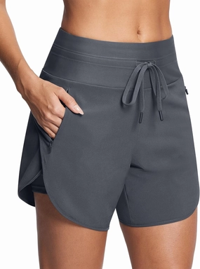 Womens 5.5" Swim Shorts High Waisted Board Shorts with Pockets Quick Dry UPF 50  Beach Shorts with Liner