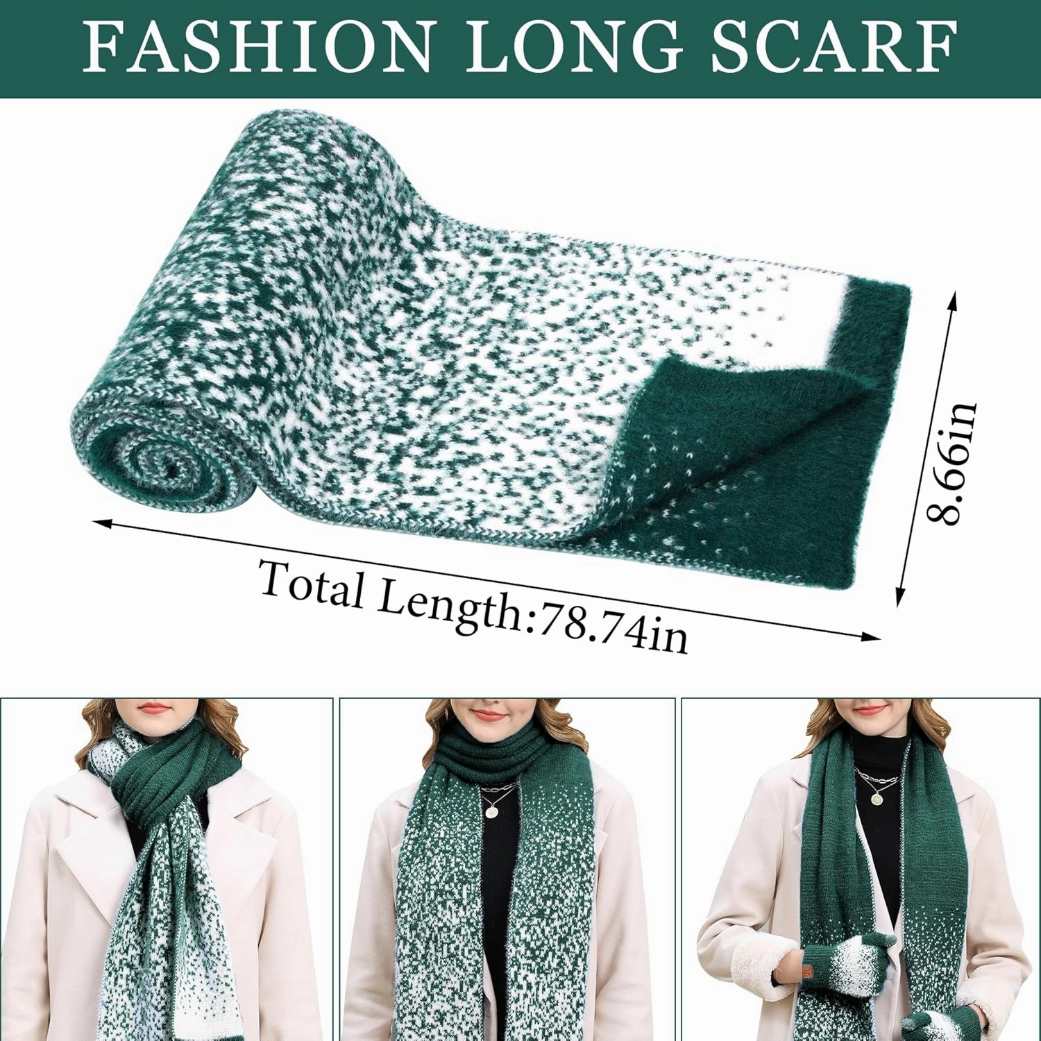 Womens Winter Knit Beanie Hats and Touchscreen Gloves Long Scarf Set with Warm Fleece Lined Skull Caps Scarves for Women