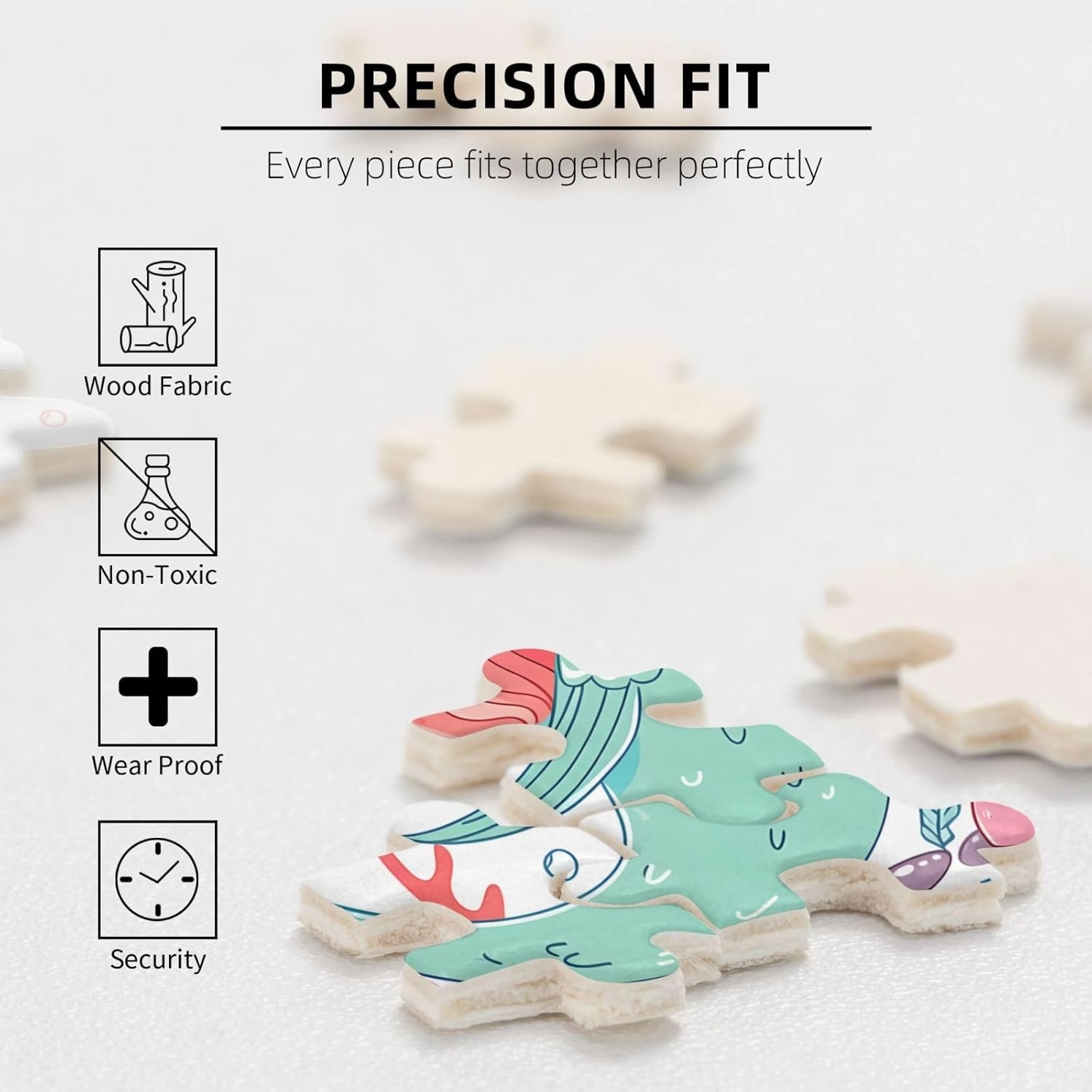 Wooden Jigsaw Puzzles 500 Pieces Sea Mermaid Fish Painting Puzzle Leisure for Adults Jigsaw Challenging Creative Educational Intellectual Decompressing Family Games Toy Gift