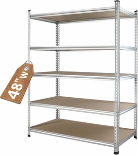 WORKPRO 5-Tier Storage Shelving Unit, 48”W x 24”D x 72”H, Adjustable Storage Rack Heavy Duty Aluminum Alloy Shelf, 2750 lbs Load Capacity (Total), for Garage, Kitchen, Bathroom, Warehouse, W082061