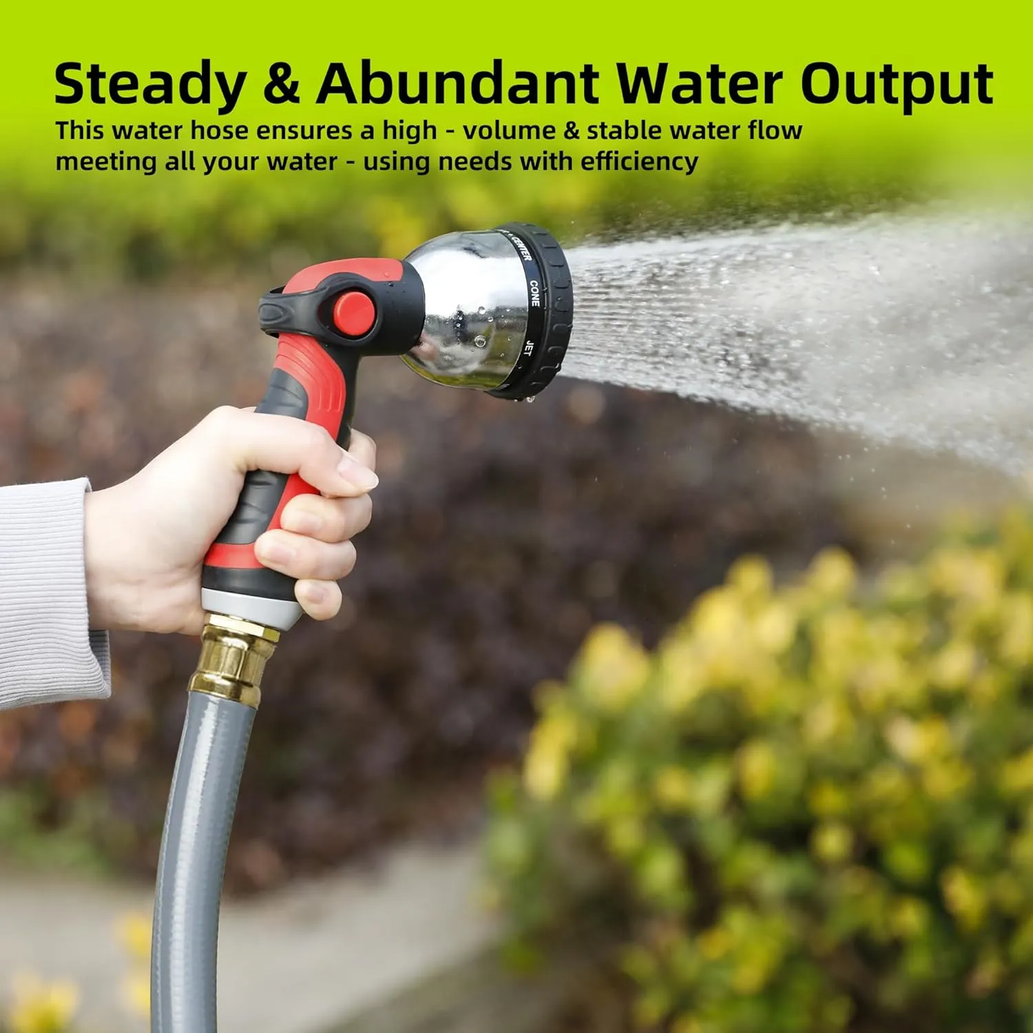 Worth Short Lead-in Gray Garden Hose 5/8 in. x 12 ft. -Kink Free, No Leaking, Male/Female Fittings -Heavy Duty Durable Flexible Lightweight Water Pipe -Brass Aluminum Ends for Household & Yard Use