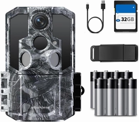 WOSPORTS AI Trail Camera, 48MP 4K Night Vision Motion Activated Trail Cam, Fast Trigger Time Game Camera with SD Card, 2.0''LCD Waterproof for Outdoor Wildlife Monitoring