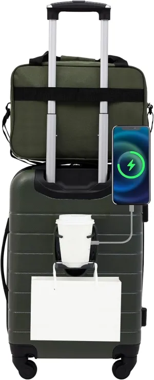 Wrangler Smart Luggage Cup Holder and USB Port, Deep Depths, 2 Piece Set