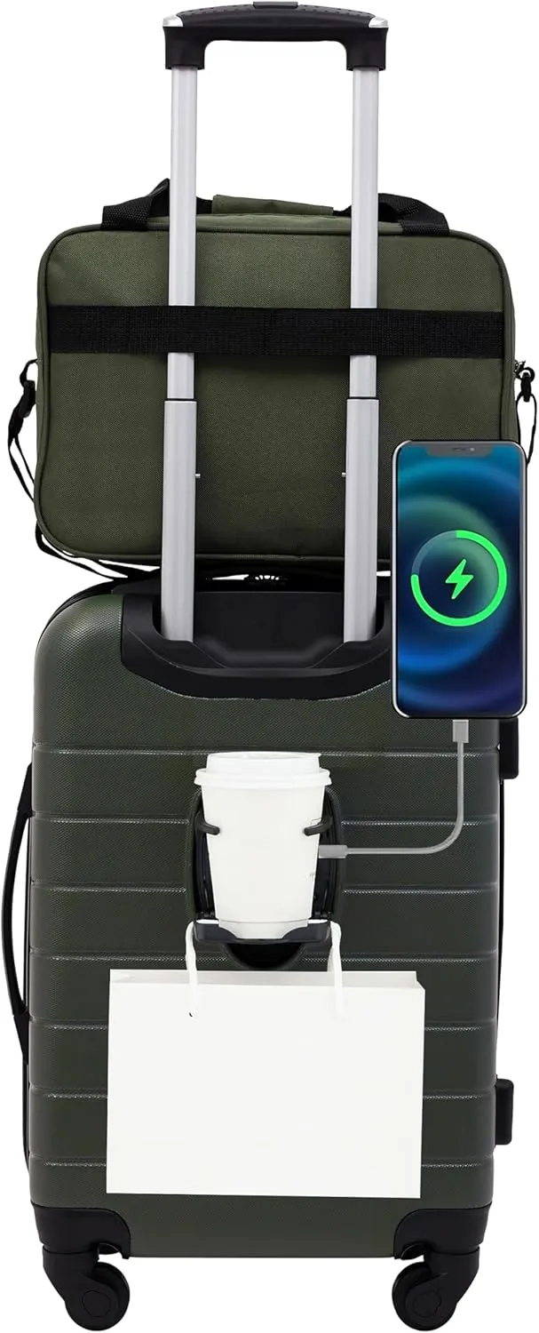 Wrangler Smart Luggage Cup Holder and USB Port, Deep Depths, 2 Piece Set