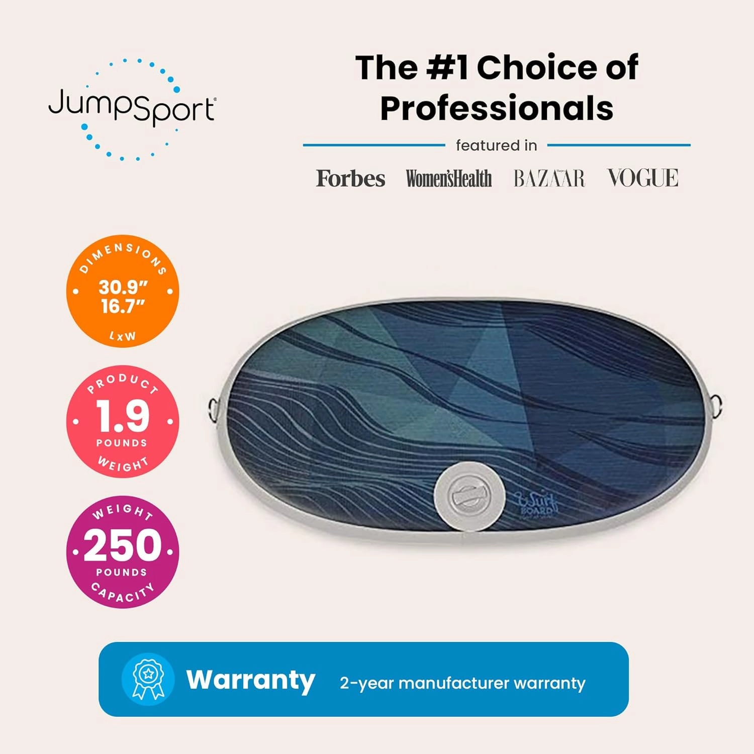 Wurf Board by JumpSport (Santa Cruz or Maui style) | Curved Air-Spring Anti-Fatigue Mat for Standing Desk Users | Stress-Relieving Desk Accessory | Comfort In Motion
