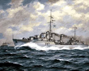 WW2 Collection PD (70) - HMS Bedouin RMG - Van-Go Paint-by-Number Kit 50x65cm DIY Frame