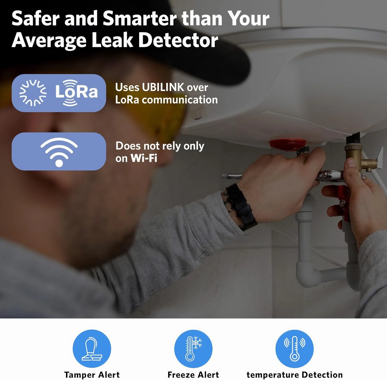 WWD Water Leak Detector, Smart Water Monitor, Battery Operated Smart Home Devices, Sub-Lipstick Design Water Alarm Leak Detector, No Wi-Fi Required, 4 Pack