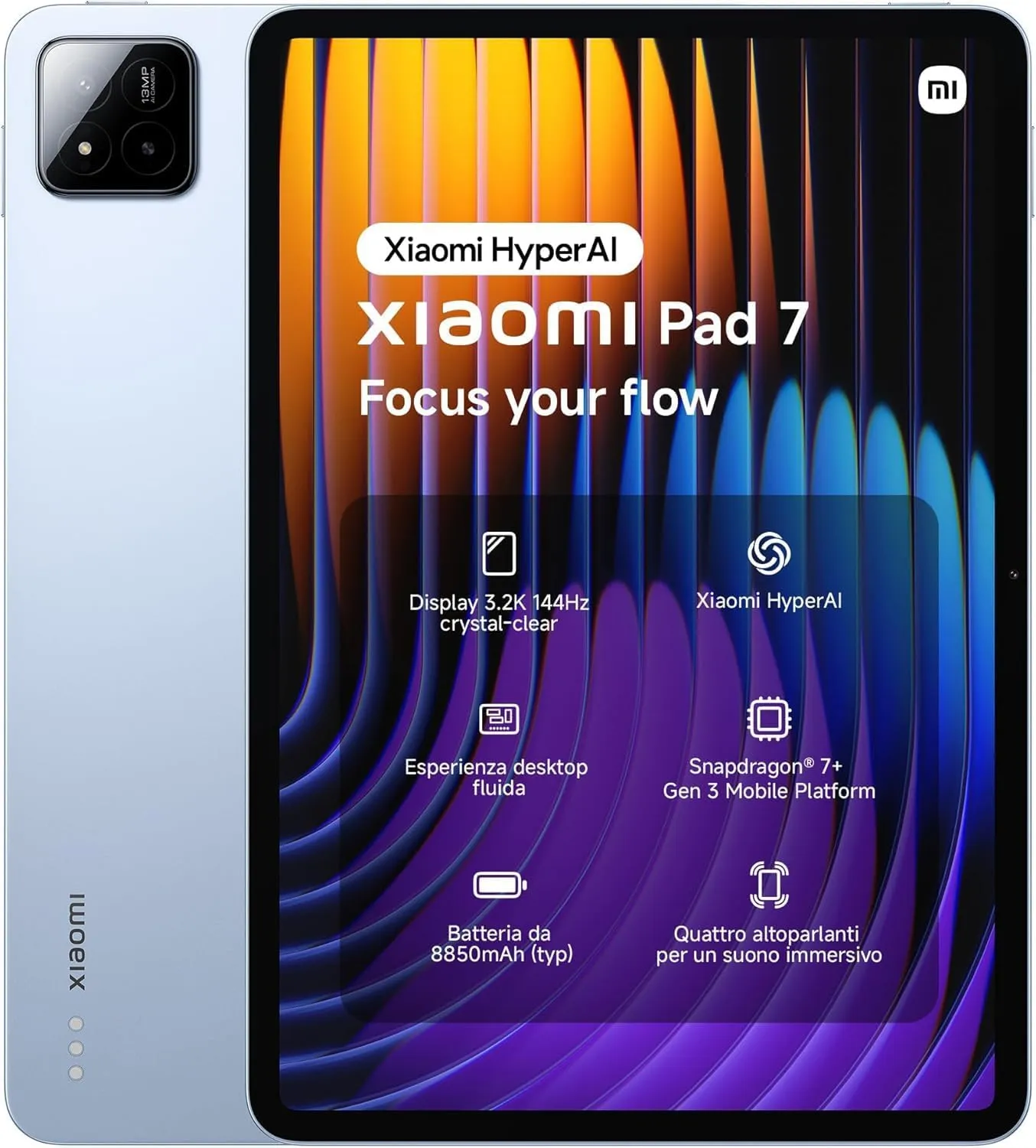 Xiaomi Pad 7 Ai WiFi Version Global (No Calls or Text) 11.2 inches 3.2K 144Hz 8850mAh Bluetooth 5.4 Four Speakers 13 Mp Model 2410CRP4CG (Blue, 256GB   8GB)