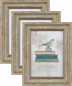 XUANLUO 3 Pack 5x7 Inch Picture Frames Farmhouse Rustic Vintage Distressed Wood Grain Photo Frame with HD plastic cover for Table Top Display and Wall Hanging