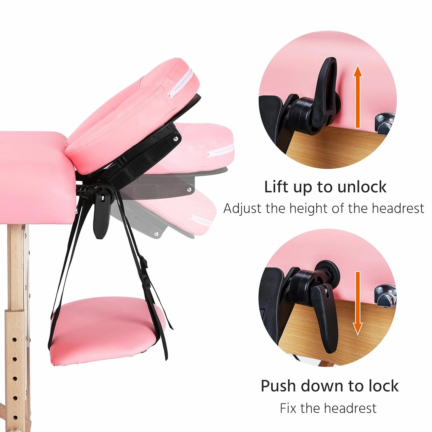 Yaheetech Massage Table Portable Lash Beds Spa Bed Massage Couch Foldable Spa Tables Adjustable 2 Fold with Non-Woven Bag 24 inch, Pink