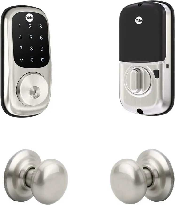 Yale Assure Touchscreen with Z-Wave with Cambridge Knob - Works with Ring Alarm, Samsung Smartthings, Wink, ADT and More