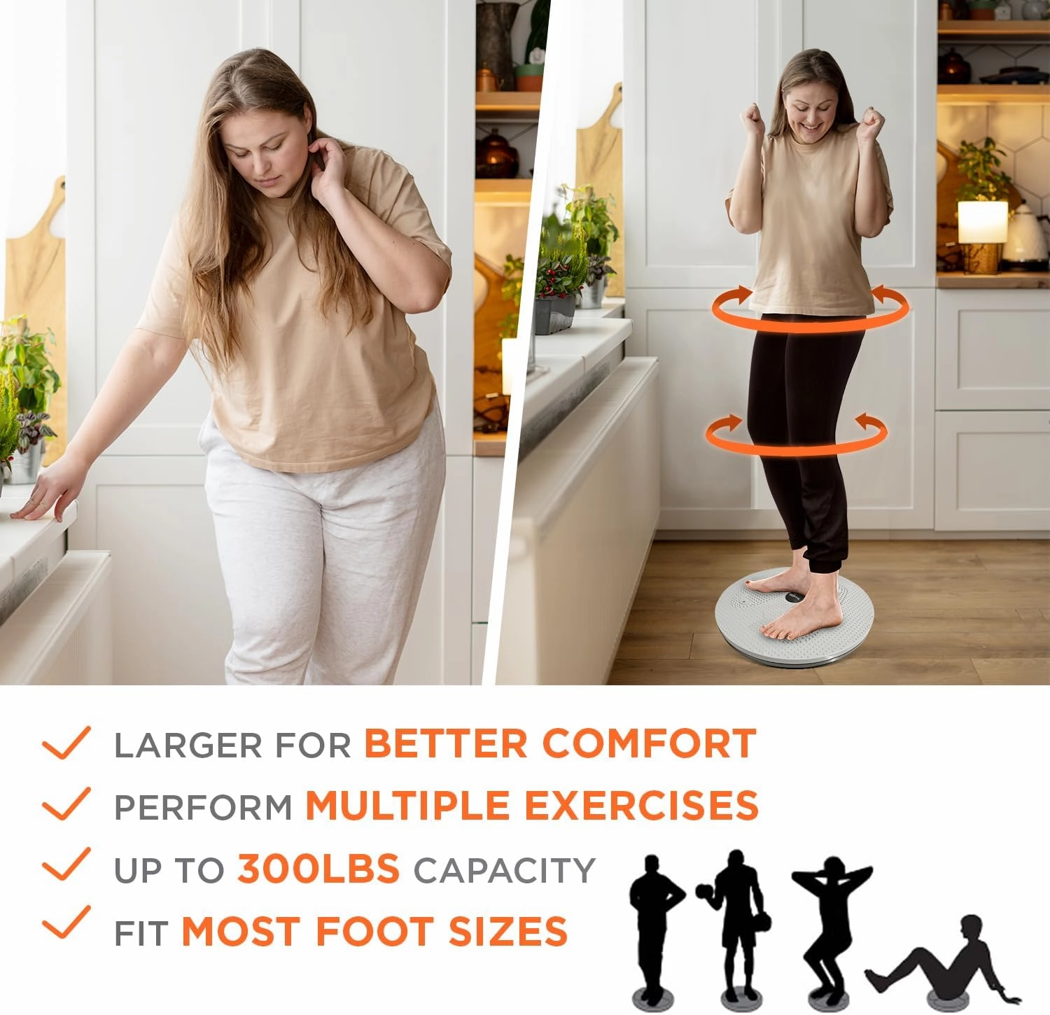 Yes4All Ab Twister Board, 15 inch XXL, Waist Twisting Disc,Twisting Stepper for Aerobic Exercise, Full Body Toning Workout, Noise-Free, 2pcs in a Box