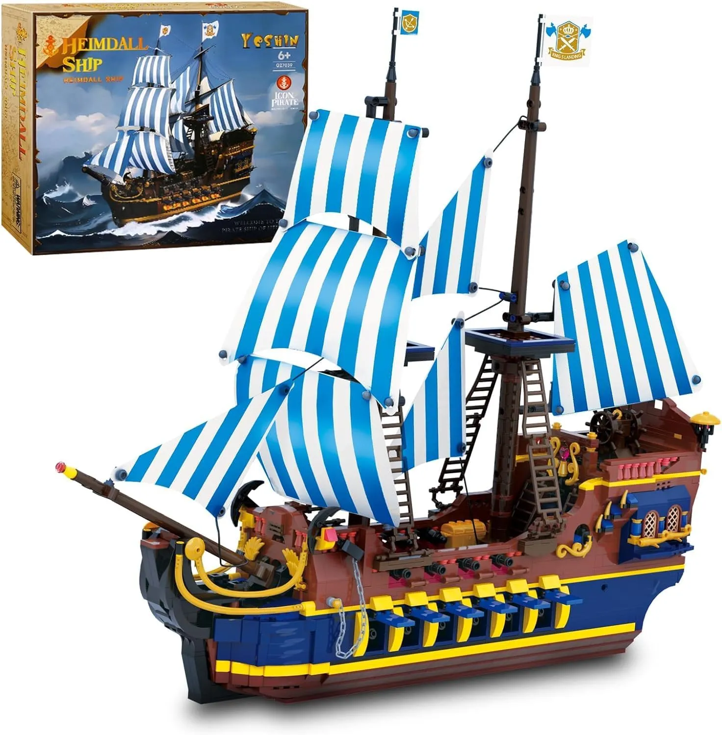 YESHIN Pirates Ship Model Building Blocks Kits, MOC Sailboat Model Construction Set to Build, Gift for Kids Age 8 /Adult Collections Enthusiasts (2010 Pieces)