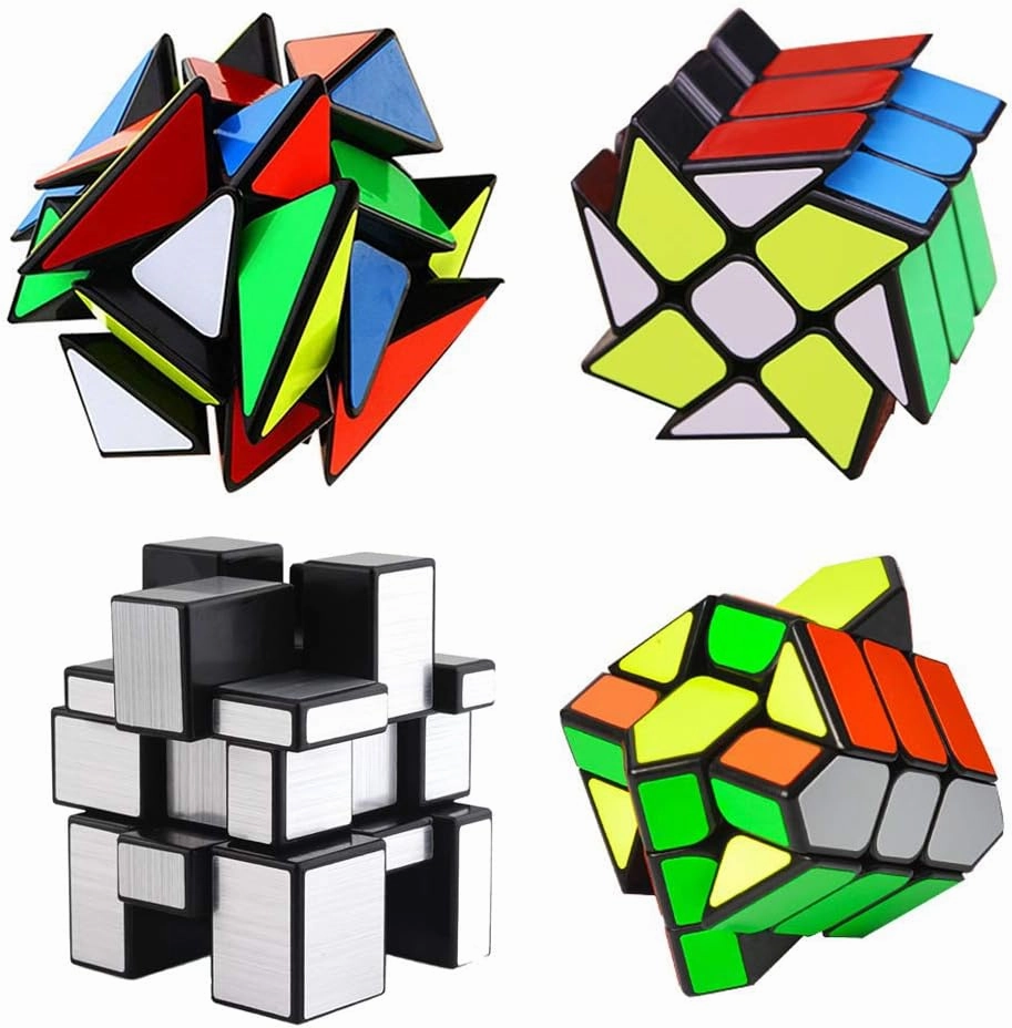 YJ Cube Set - 4-Pack, Includes 3x3 Fluctuation Angle & Mirror Puzzles, 2x3 Wheel & Square King Cubes