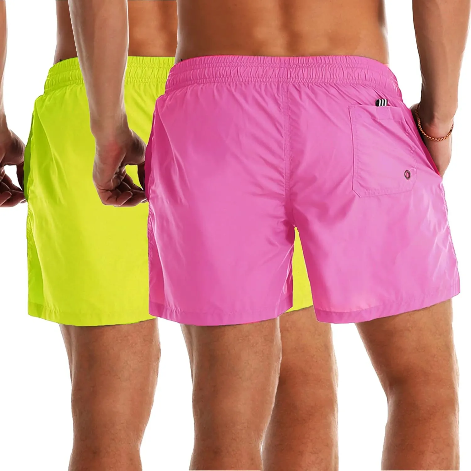 YnimioAOX 2 Pack Men's Swim Trunks Quick Dry Beach Shorts with Mesh Lining