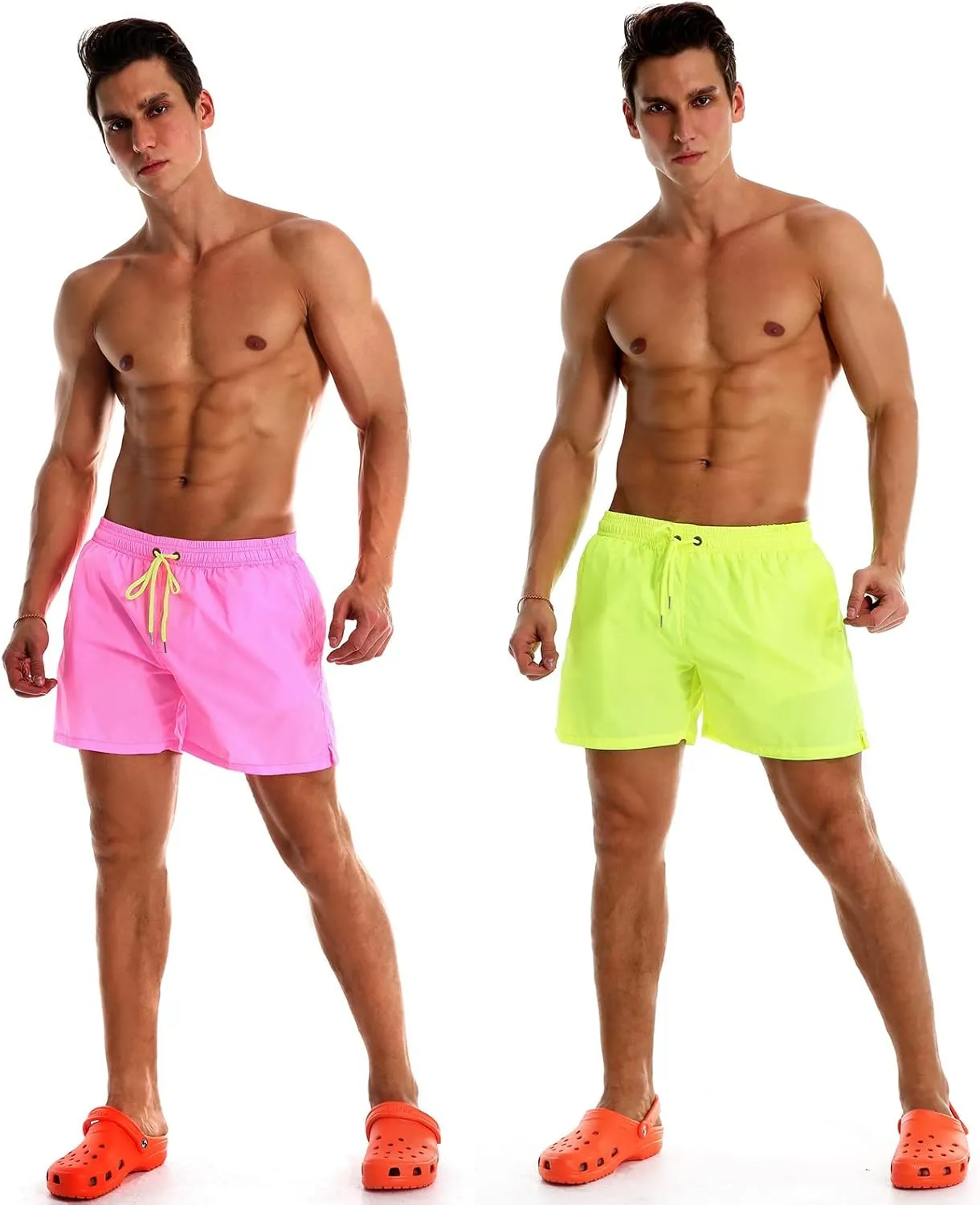 YnimioAOX 2 Pack Men's Swim Trunks Quick Dry Beach Shorts with Mesh Lining