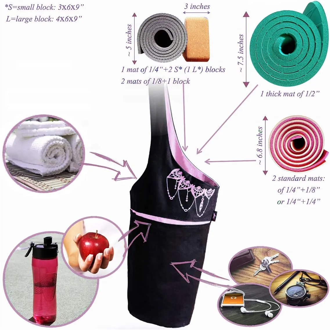 Yoga Mat Bag – Versatile Yoga Bag with Mat Straps & Storage Pockets, Holds Yoga & Pilates Mats, Lightweight & Durable
