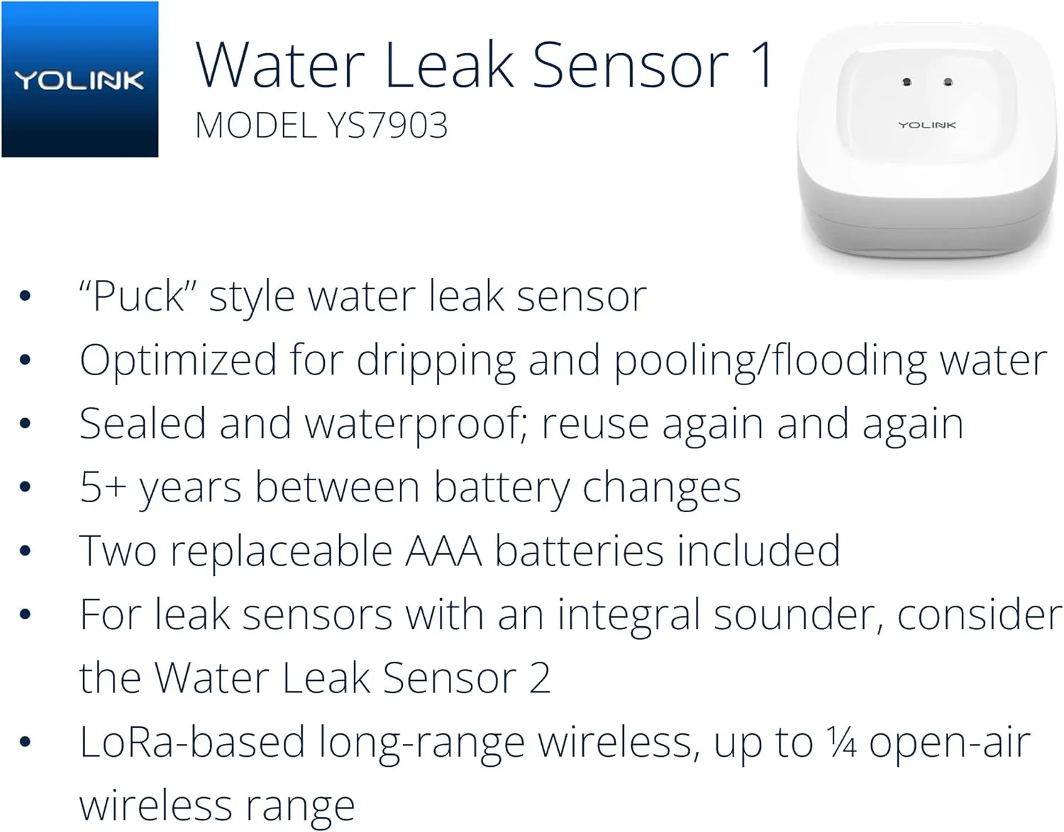 YoLink Smart Home Starter Kit: Hub & Water Leak Sensor 4-Pack, SMS/Text, Email & Push Notifications, LoRa Up to 1/4 Mile Open-Air Range, w/Alexa, IFTTT, Home Assistant
