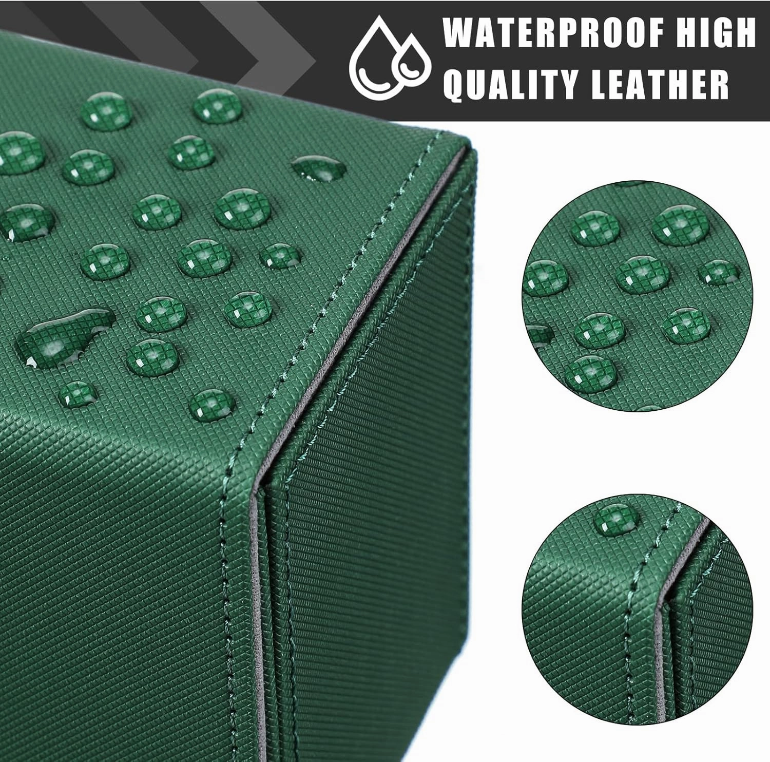 Yookeer 4 Pieces Leather Deck Card Boxes Cards Deck Game Box for Collectible Playing Card Box Compatible with MTG Commander(Black, White, Red, Green,Vertical)