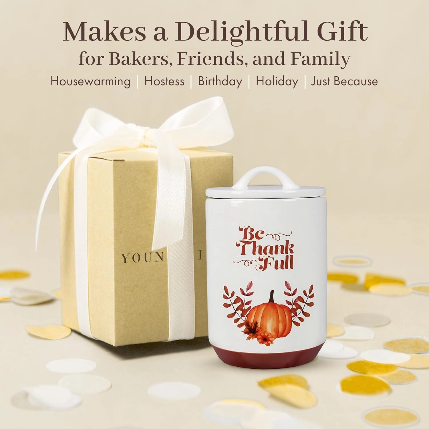 Youngs Ceramic Floral Give it to God Blessing Jar with 40 cards, Ceramic Canister with Lid for Wedding, Function, Gatherings, Christian gift Idea