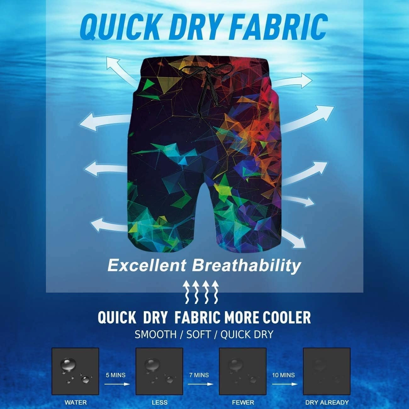 YPTBST Mens Swim Trunks Quick Dry Beach Board Shorts with Mesh Lining Swimwear Bathing Suits