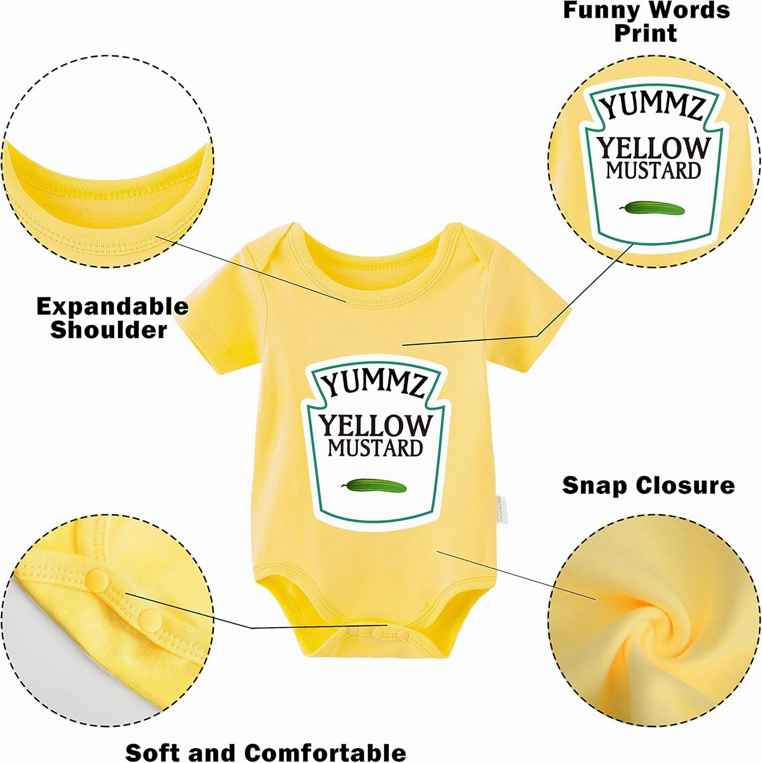 YSCULBUTOL Baby Twins Bodysuit Ketchup Mustard Funny Baby Twins Outfits Baby Girl Short Sleeve Set