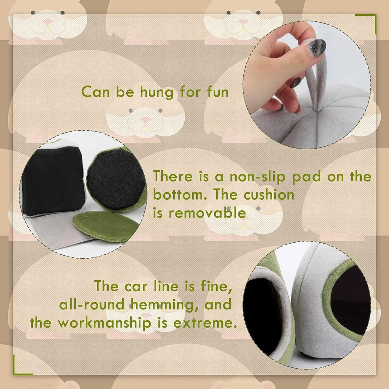 YUEPET Guinea Pig Beds 2 Pack - Washable Guinea Pig Cage Accessories Small Animal Bed Hideout for Guinea Pig, Chinchilla, Hamsters, Hedgehog