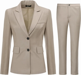 YUNCLOS Women's 2 Piece Office Work Suit Set One Button Blazer and Pants