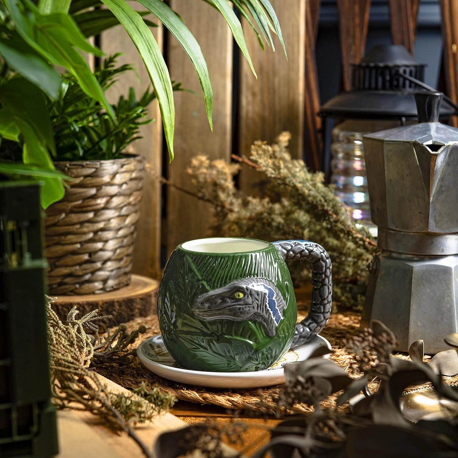 Zak Designs Jurassic World Dominion Movie Ceramic Sculpted Mug Set for Coffee, Tea, Breakfast or Dessert, 3D Character Collectible Keepsake (2-Piece, Non BPA)