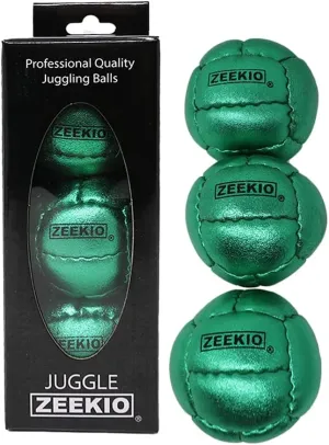 Zeekio Galaxy Juggling Balls - Metallic Series - Premium 12 Panel Genuine Leather Balls - 130g - 67mm - Pack of 3