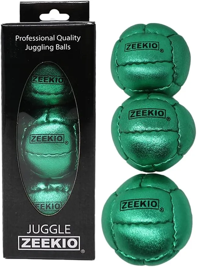 Zeekio Galaxy Juggling Balls - Metallic Series - Premium 12 Panel Genuine Leather Balls - 130g - 67mm - Pack of 3