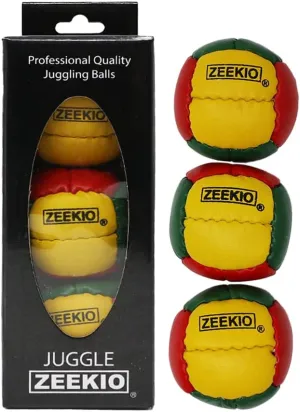 Zeekio Galaxy Juggling Balls - Premium 12 Panel Genuine Leather Balls - 130g - 67mm - Pack of 3, Rasta