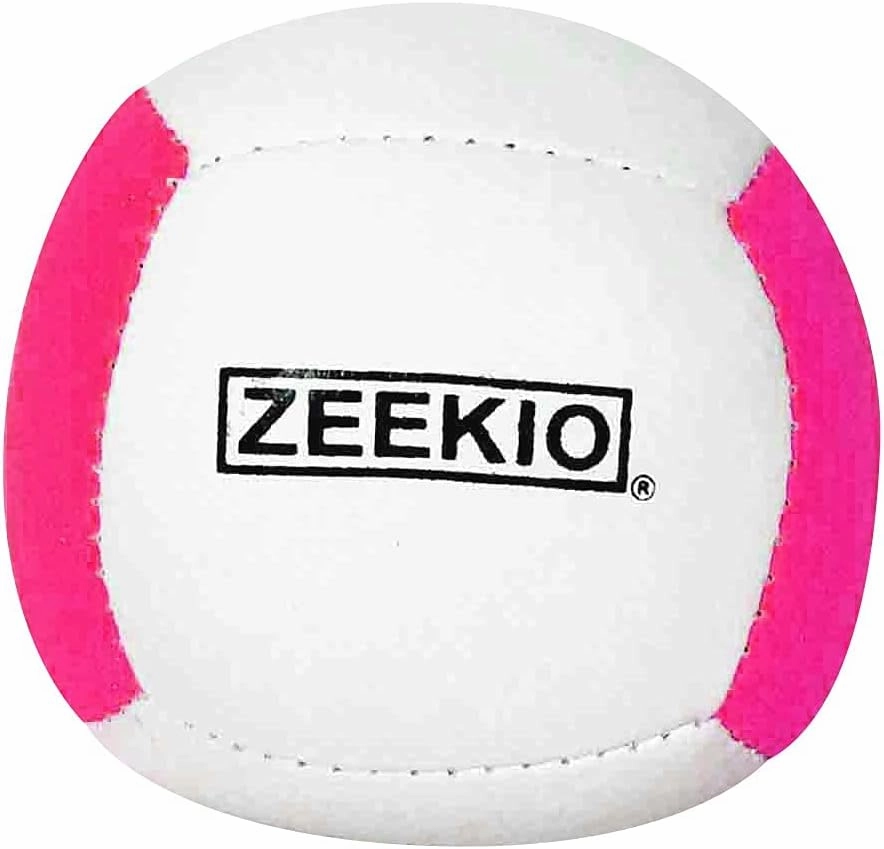 Zeekio Lunar Juggling Balls - [Set of 3], Professional UV Reactive, 6-Panel Balls, Synthetic Leather, Millet Filled, 110g Each, White/Pink