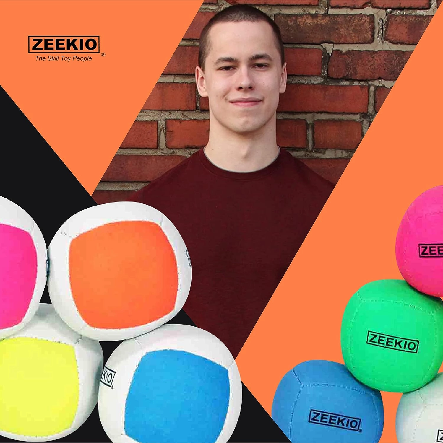 Zeekio Lunar Juggling Balls - [Set of 3], Professional UV Reactive, 6-Panel Balls, Synthetic Leather, Millet Filled, 110g Each, White/Pink