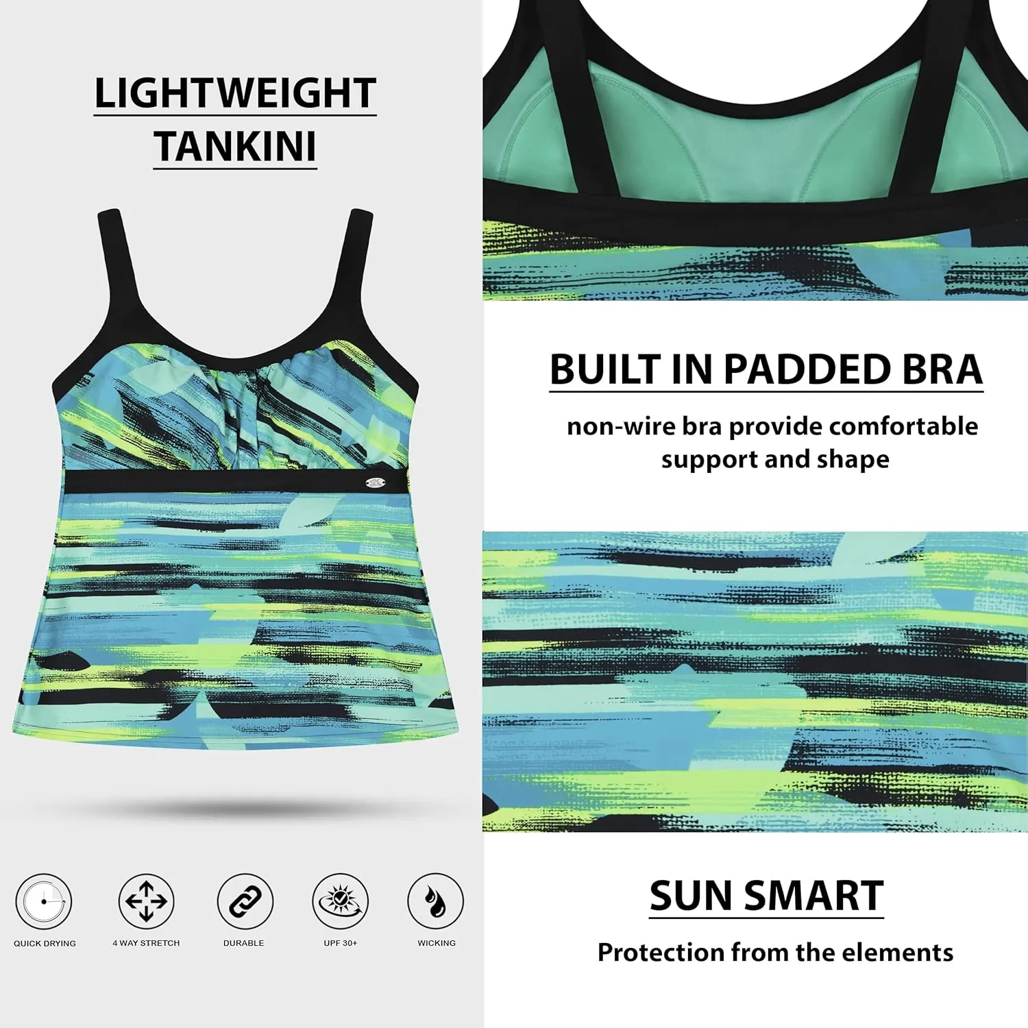 ZeroXposur Womens Swimsuits Tankini Top Set – Peasant Tankini Bathing Suit and Board Short Set for Women