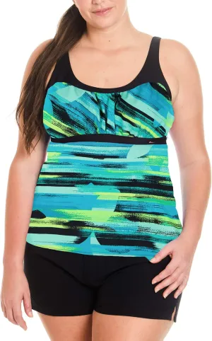 ZeroXposur Womens Swimsuits Tankini Top Set – Peasant Tankini Bathing Suit and Board Short Set for Women
