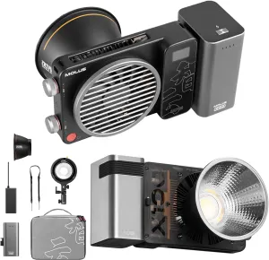 Zhiyun Molus X100 Combo 100W Bi-Color LED Video Light, 385g LED Pocket Light, 2700K-6500K CRI 95  TLCI 97 w/Bowens Mount Adapter Ring, Detachable Grip Battery,Bluetooth App Control, Studio Spotlight