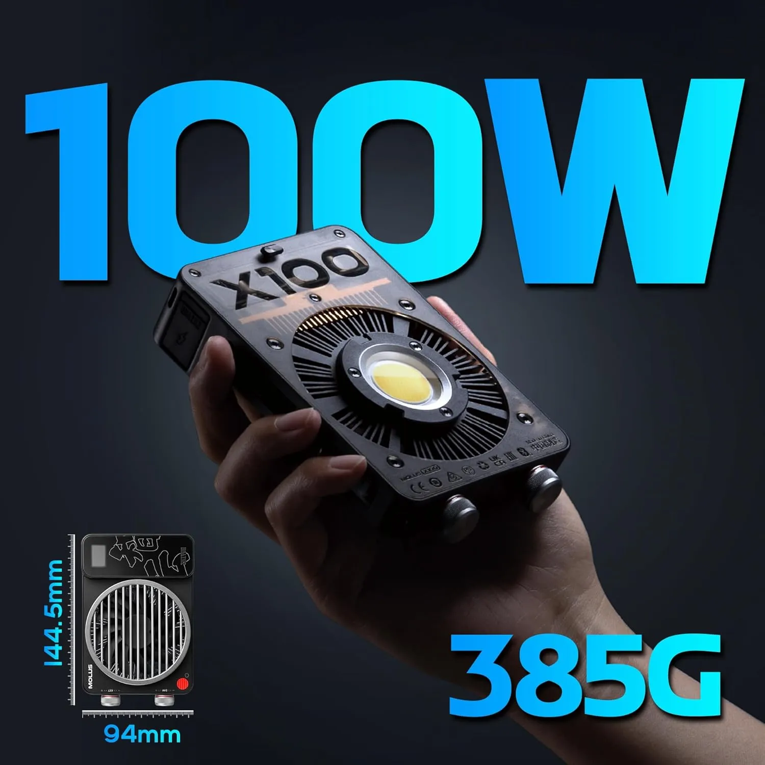 Zhiyun MOLUS X100 Combo V2 Upgraded Version LED Video Light [Official],Portable 100W 2700K-6500K CRI 95  TLCI 97  Bluetooth Brightness Control Continuous Output Lighting for Photography Studio Light