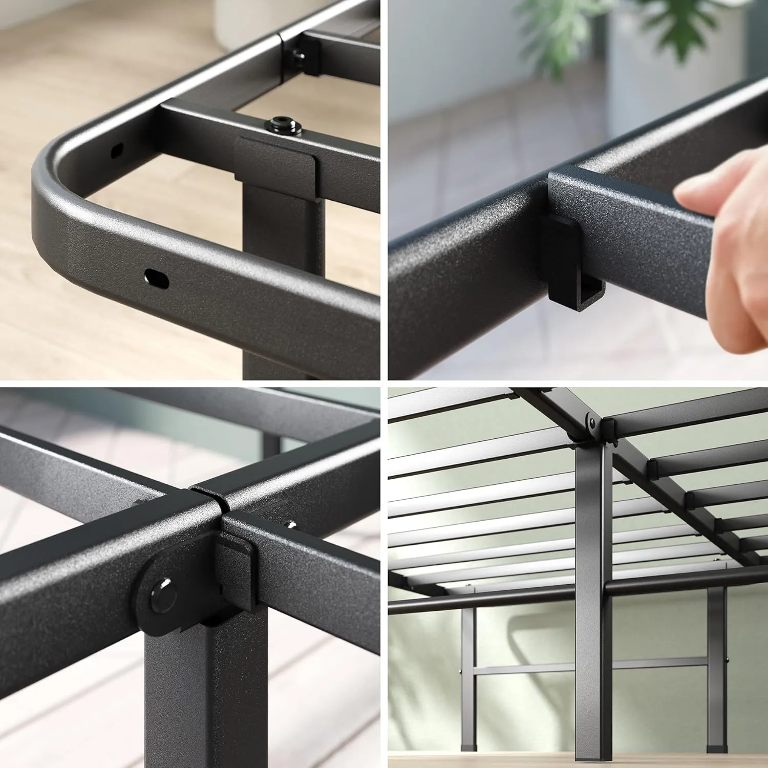 Zinus Rumi 14in Queen Metal Bed Frame, Quick Assembly SmartBase® Mattress Foundation, Heavy Duty Sturdy Steel with No Box Spring Needed, Eco-Friendly Packaging, Black