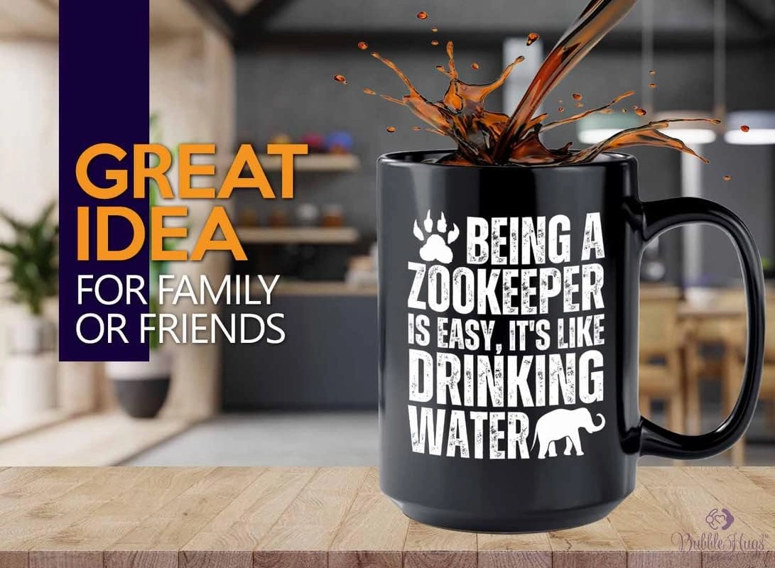 Zookeeper Coffee Mug 15oz Black - Drinking Water - Zoologist Zoological Monkey Explorer Zoology Park Jungle Reptile Zoo Crew Worker