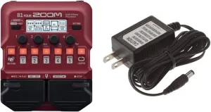 Zoom B1 FOUR Bass Multi-Effects Processor Pedal, With 60  Built-in effects, Amp Modeling, Looper & AD-16 AC Adapter, 9V AC Power Adapter Designed for Use with Zoom Guitar, Bass