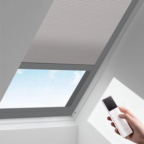 Zshine Motorized Cellular Shades Cordless Honeycomb Blinds Light Filtering Fabric Window Shades for Skylight (93020D Light Grey)