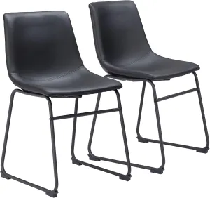 Zuo Modern - Smart Dining Chair (Set of 2) Black - Industrial - Dining - Seating - Seat - 330 lbs. Weight Capacity - Steel - Plywood - Foam - 100% Polyurethane - Plywood Wood - Powder Coated - Indoor